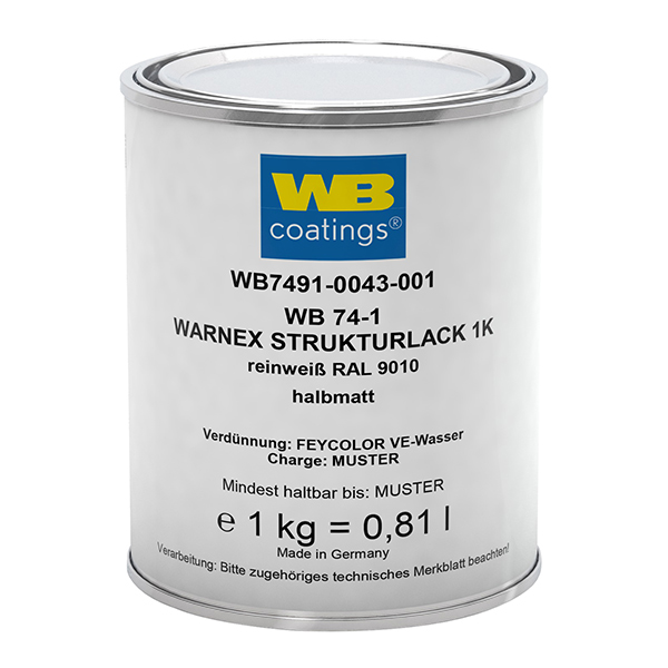 WB WARNEX 74-1 Textured Lacquer 1K White RAL 9010 Semi-Matt 1KG
